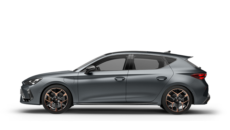 Seitenansicht eines grauen CUPRA Leon.