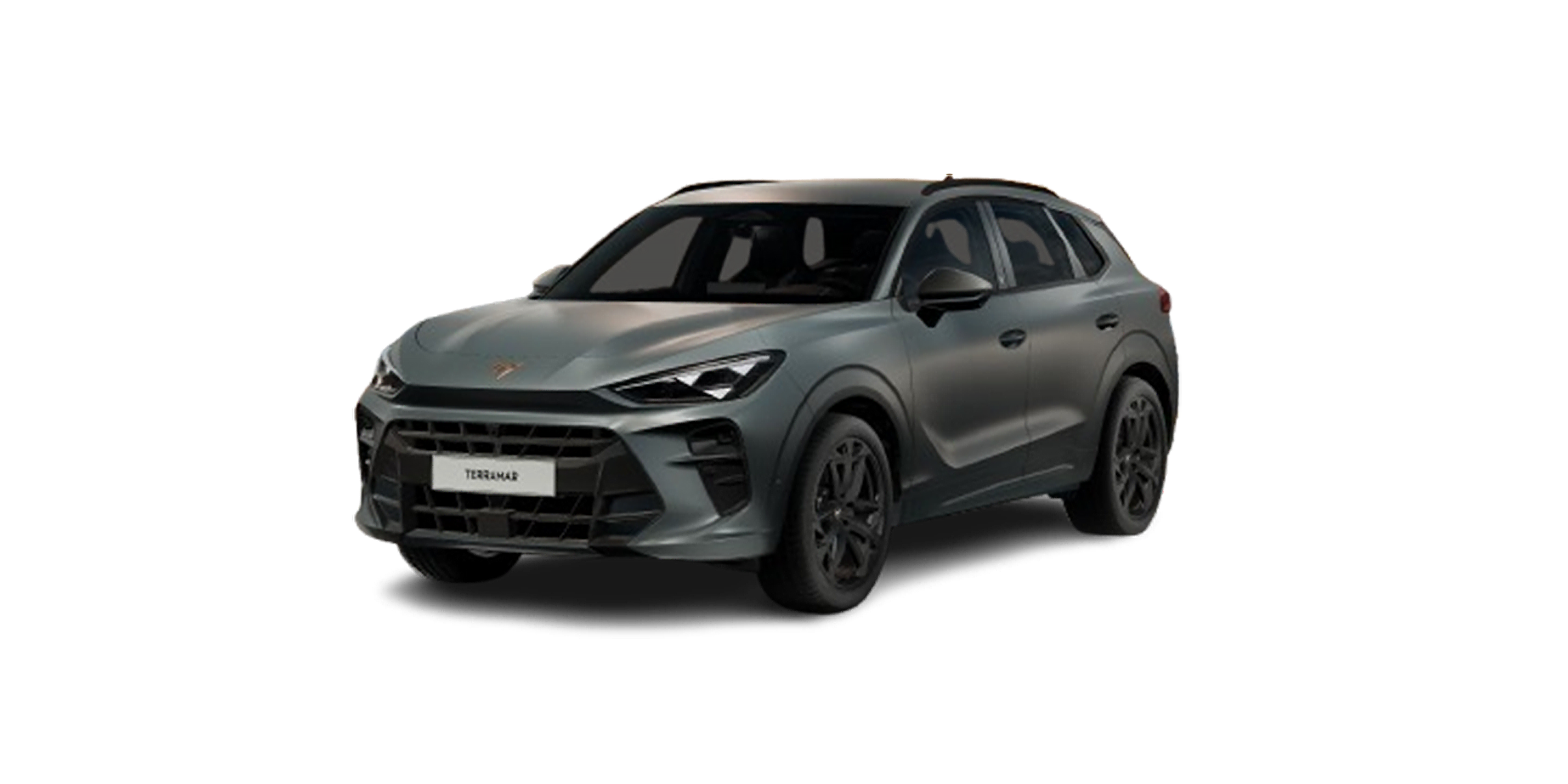 Ein grauer CUPRA Terramar schräge Seitenansicht