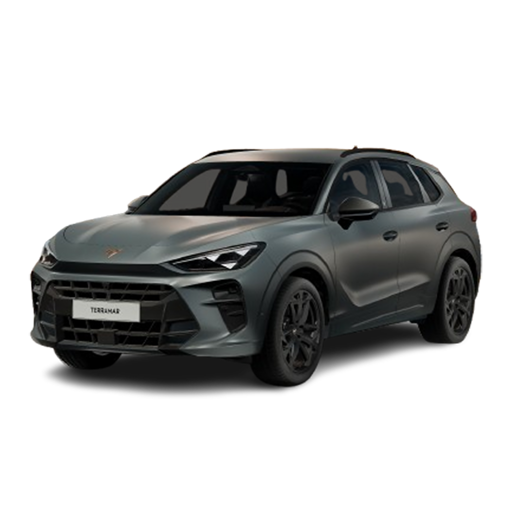 Ein grauer CUPRA Terramar schräge Seitenansicht