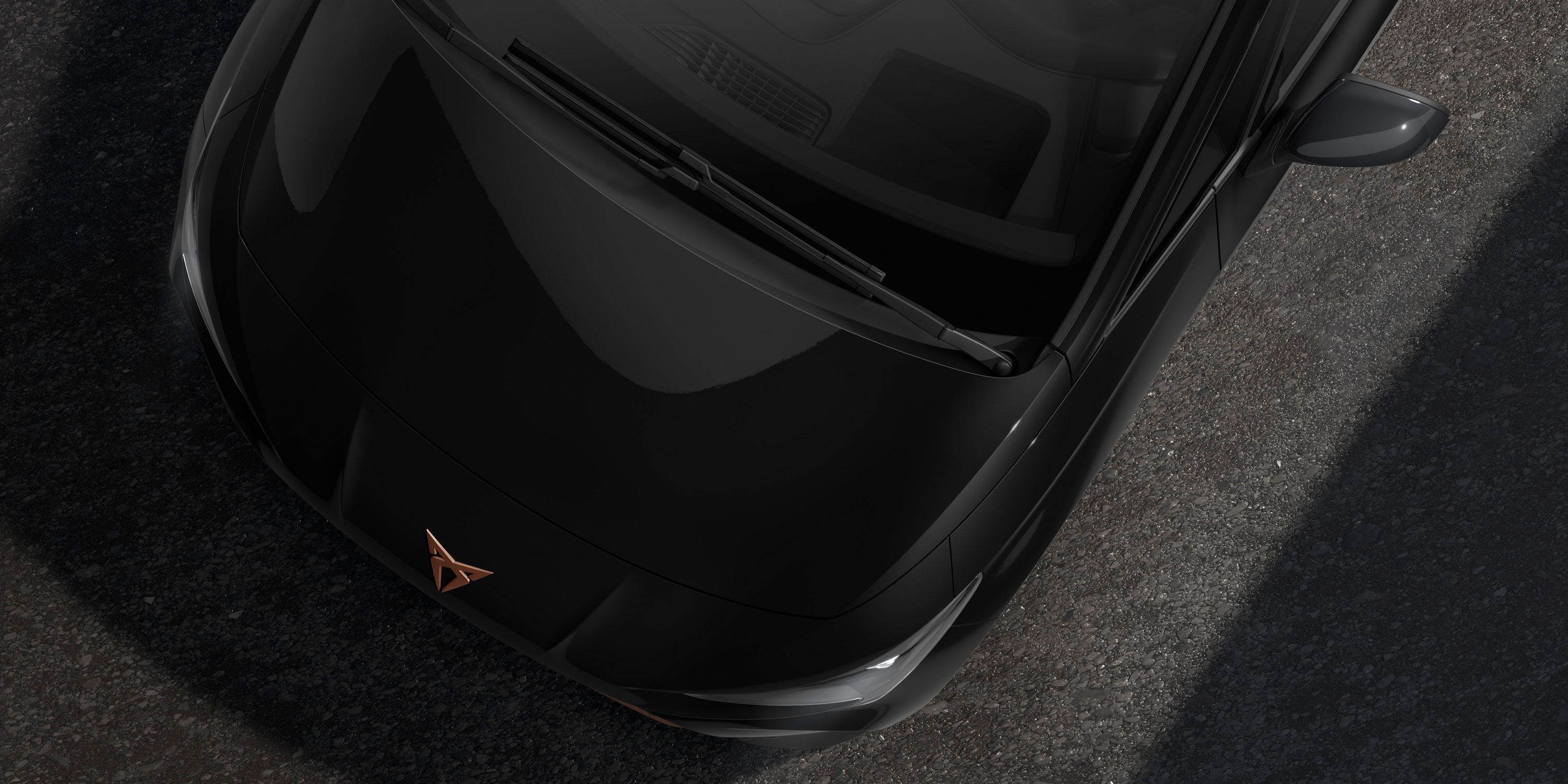 Detailansicht eines CUPRA Born in der Farbe Nacht-Schwarz Metallic