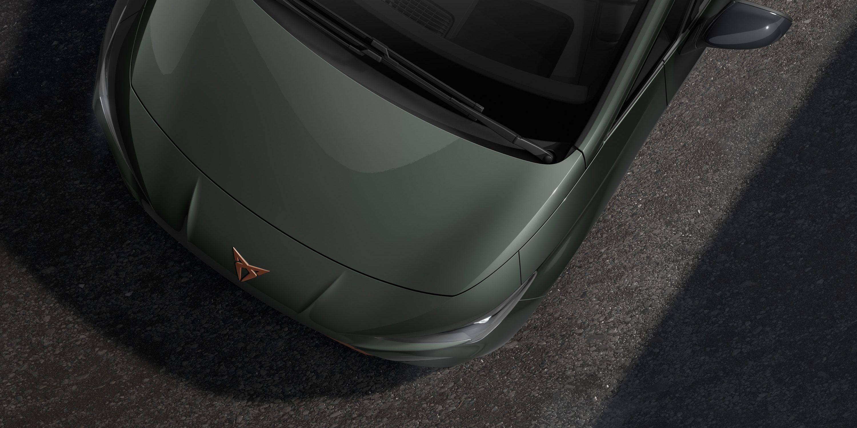 Detailansicht eines CUPRA Born in der Farbe Dark Forest Metallic